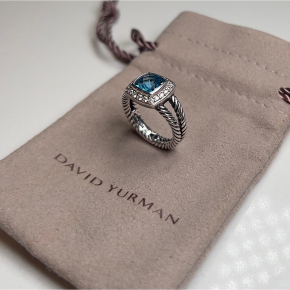 David Yurman Petite Albion Ring 7mm Blue Topaz in Size 5.5 - Picture 3 of 8